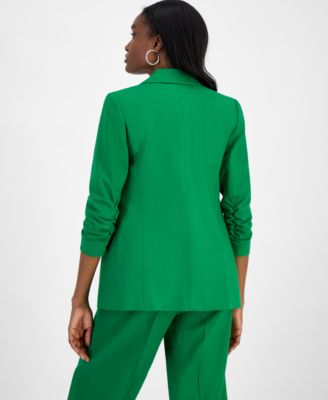 Women's Ruched-Sleeve Open-Front Linen Blazer, Exclusively at Macy's