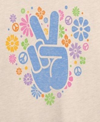 Plus Size Pastel Peace Sign Graphic Pullover T-Shirt