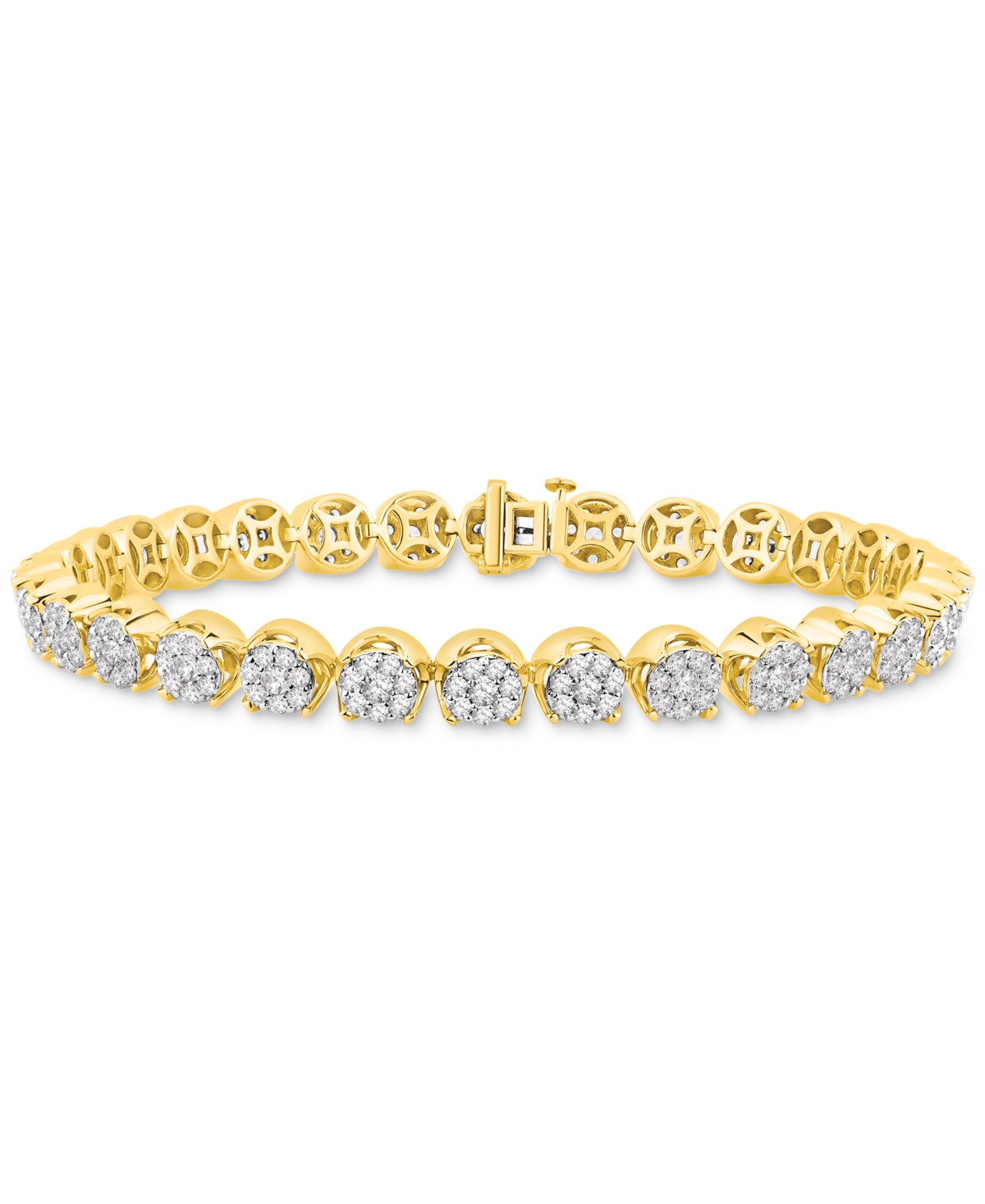Macy's Men's Diamond Cluster Link Tennis Bracelet (5 Ct. T.w.) In 10k Gold In Gold