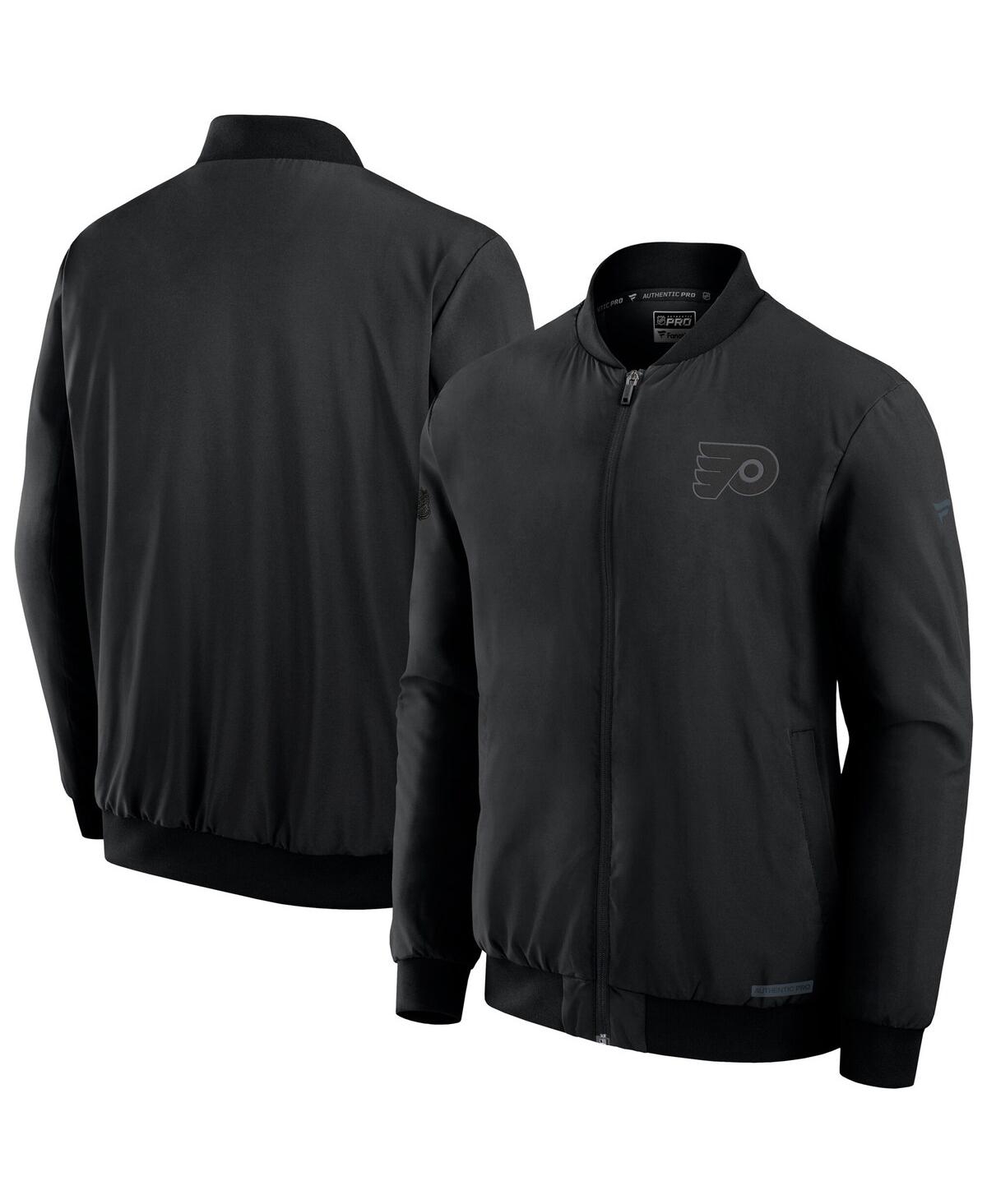 Fanatics Men's Black Philadelphia Flyers Authentic Pro Road Full-zip Bomber Jacket In Black