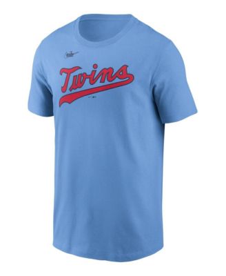 Men's Light Blue Minnesota Twins Cooperstown Wordmark T-Shirt
