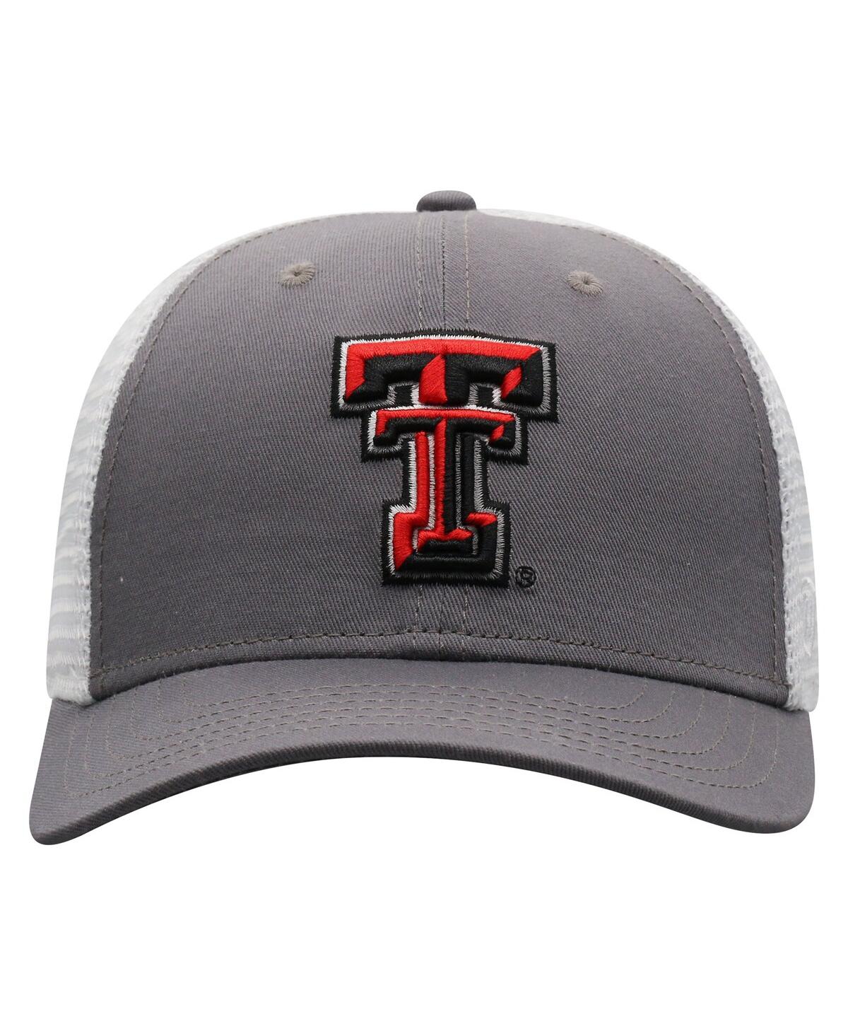 Top Of The World Men's Gray/white Texas Tech Red Raiders Victory Baseline Trucker Adjustable Hat In Gray,white