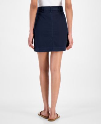 Women's Belted Front-Zip Mini Skirt