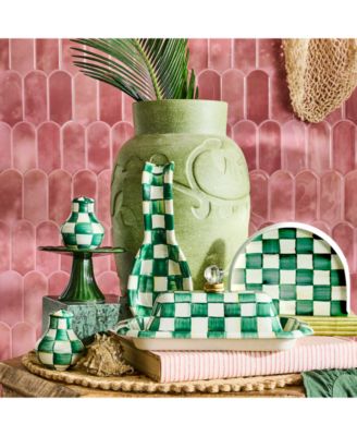 Mackenzie-childs Mackenzie Childs Emerald Check Dinnerware Serveware Collection