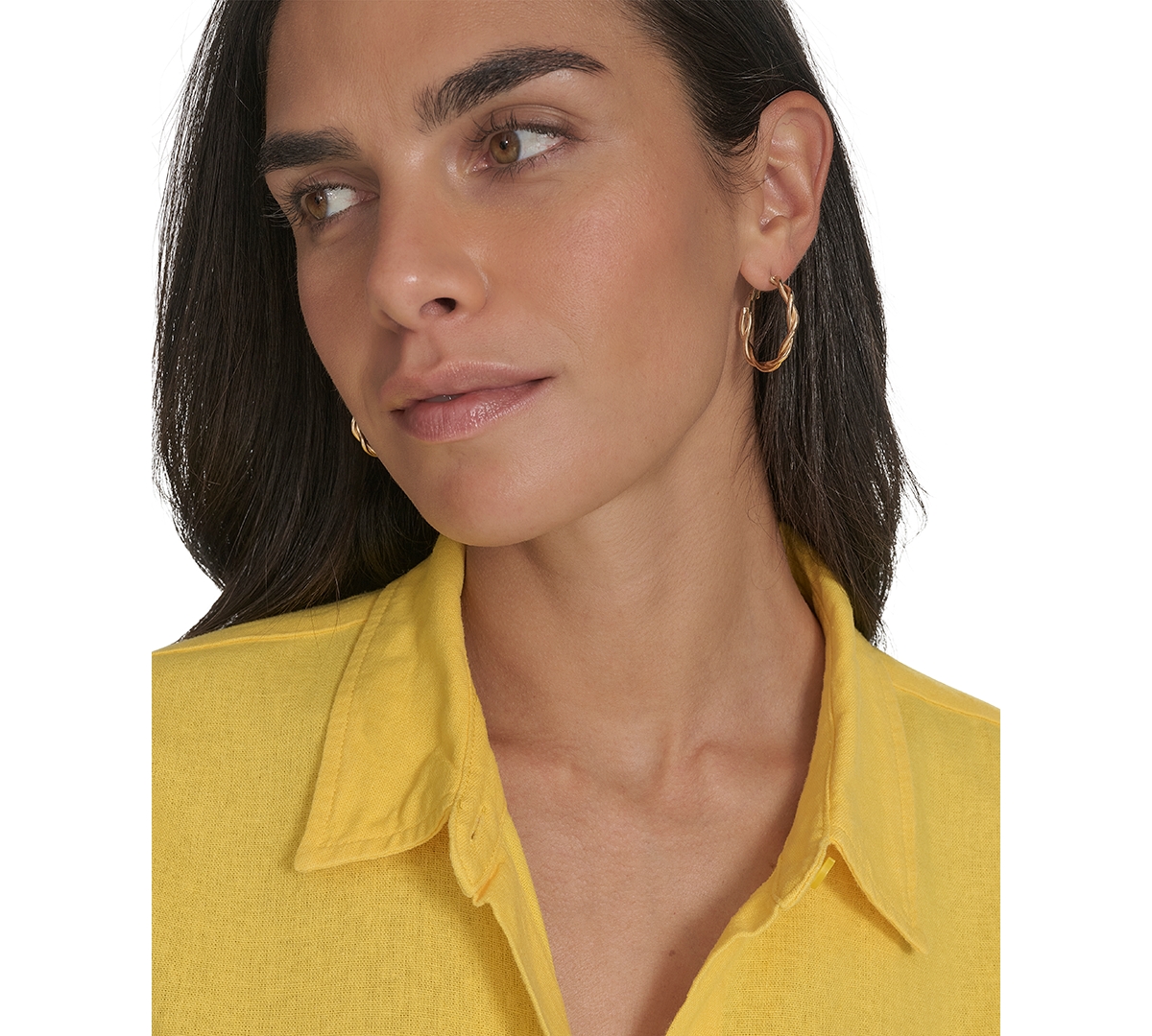 Shop Calvin Klein Women's Cuffed-sleeve Maxi Shirtdress In Daffodil
