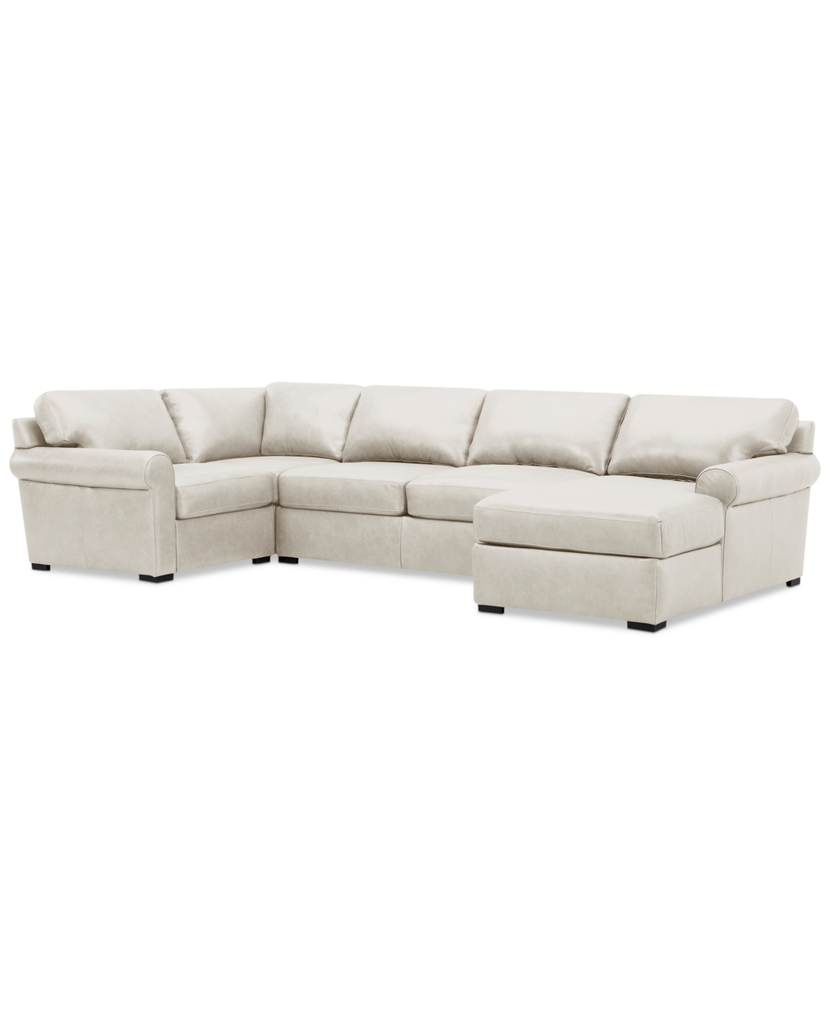 Macy's Radley Roll Arm 139" 4-pc. Leather Square Corner Chaise Sectional, Exclusively At