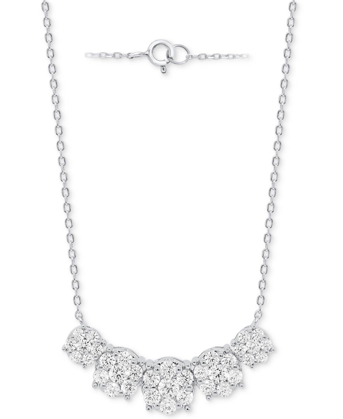 Lab Grown Diamond Five Cluster 18" Necklace (2 ct. t.w.) in Sterling Silver or 14k Gold-Plated Sterling Silver - Gold-Plated St