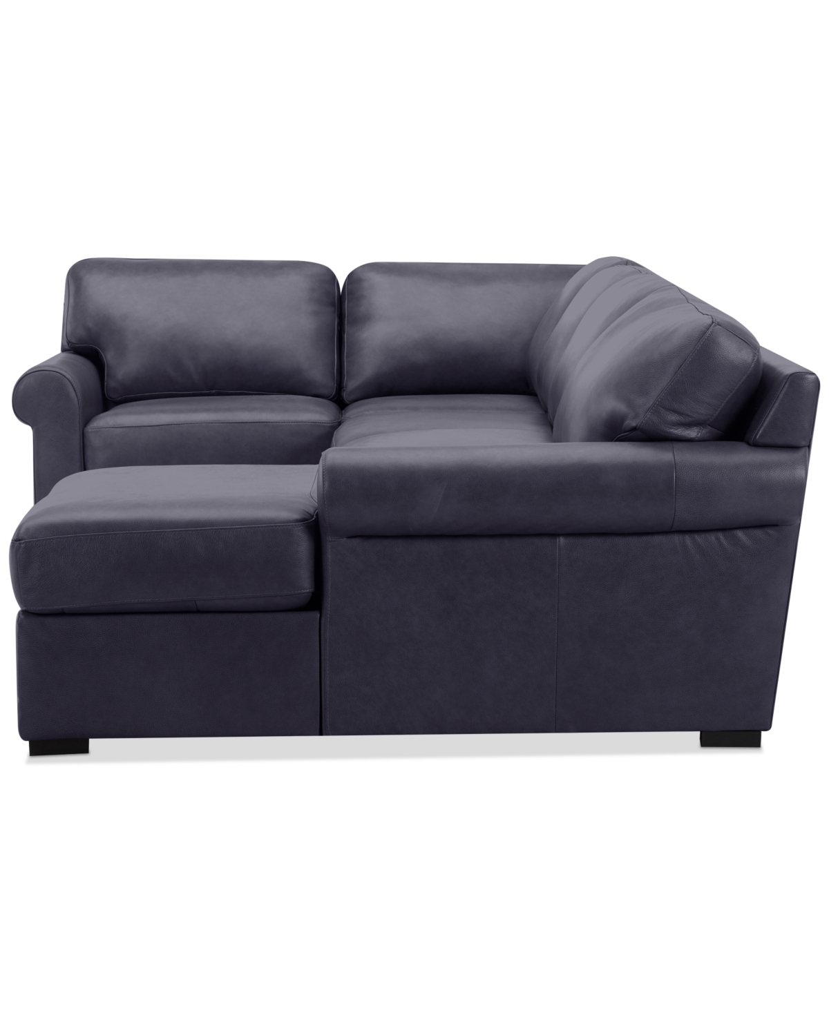 Macy's Radley Roll Arm 139" 4-pc. Leather Square Corner Chaise Sectional, Exclusively At