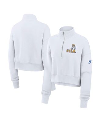 Nike - Women's  White UCLA Bruins Legacy Elevated Logo Cropped Half-Zip Sweatshirt