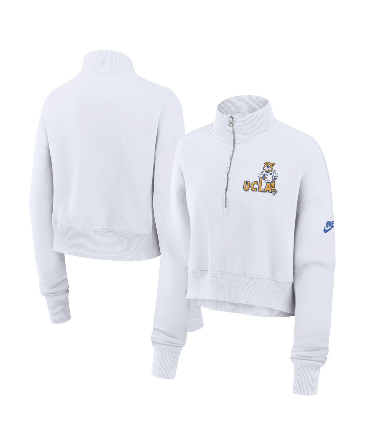 Nike Women's White Ucla Bruins Legacy Elevated Logo Cropped Half-zip Sweatshirt In White