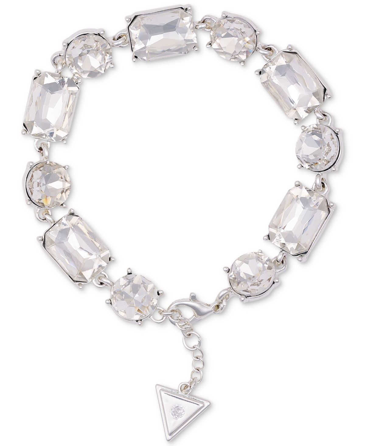 Silver-Tone Mixed Rhinestone Flex Bracelet - Silver