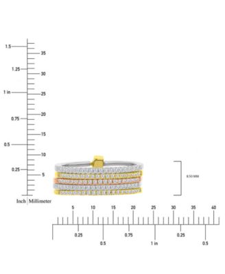 Cubic Zirconia Multi-Layer Statement Ring in Sterling Silver, & 14k Gold- & 14k Rose Gold-Plate