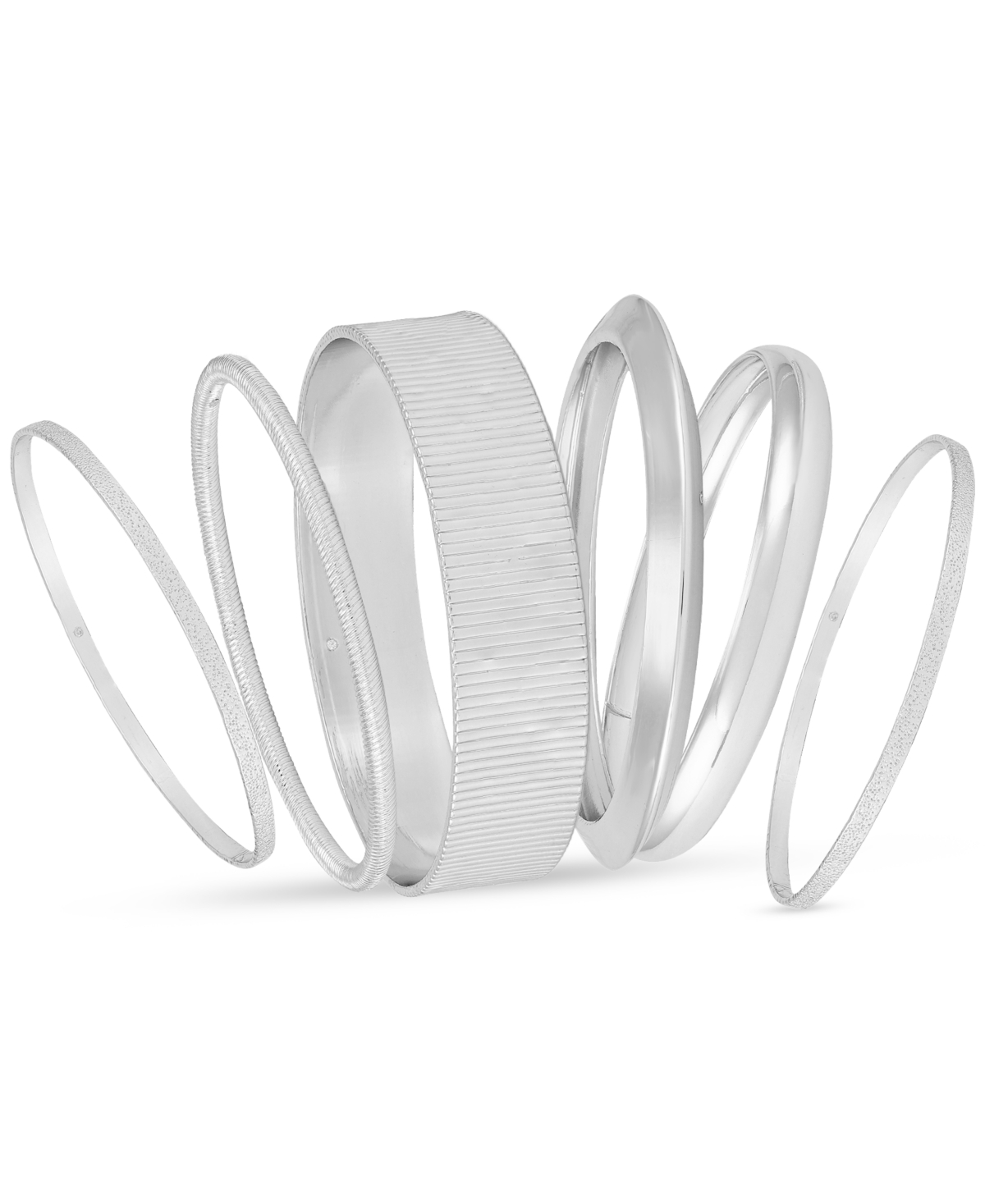 Guess 6-pc. Set Multi Size Polished Bangle Bracelets In Silver
