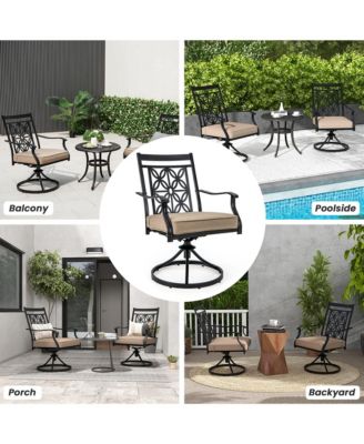 Patio Swivel Chair 4 PCS Outdoor Bistro Dining Chair Blossom Pattern Backrest