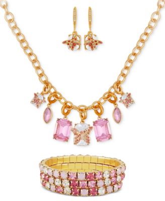 Mixed Stone Butterfly Statement Necklace, Drop Earrings & 3-Pc. Stretch Bracelet Set