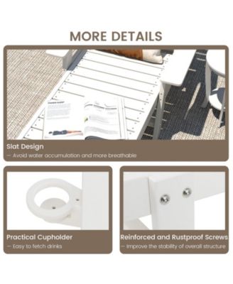 2PCS Patio Lounge Chair Chaise Adjustable Weatherproof HDPE Cup Holder