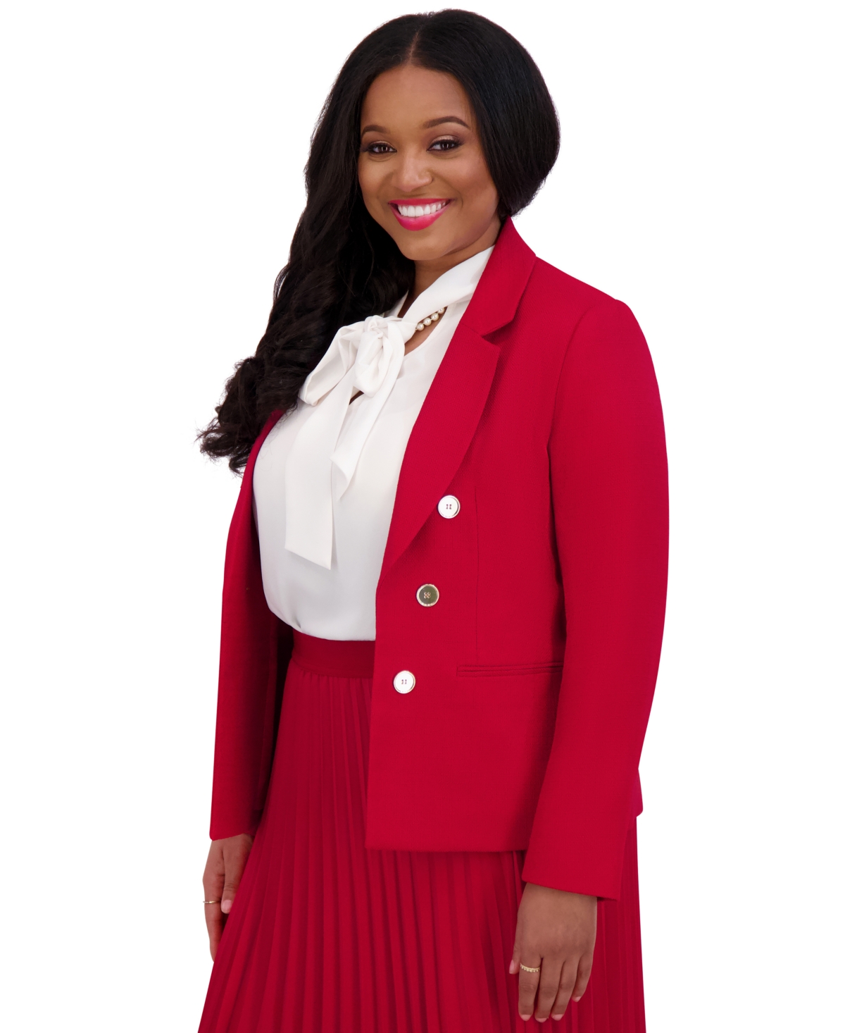 Kasper Women's Faux Double-breasted Blazer, Regular & Plus Sizes In Crimson