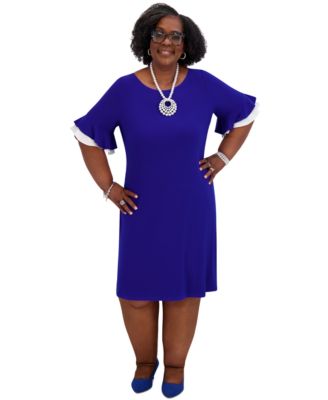 Kasper - Women's Ruffle-Sleeve Shift Dress, Regular & Plus Size