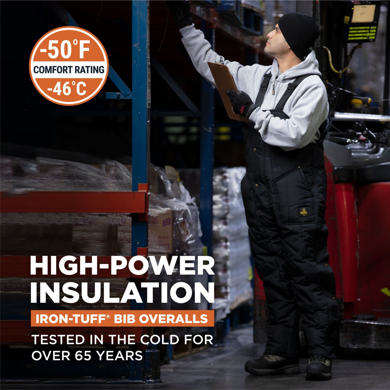 Men's Men s Iron-Tuff Insulated Bib Overalls -50degree(s)F Cold Protection, Durable Workwear