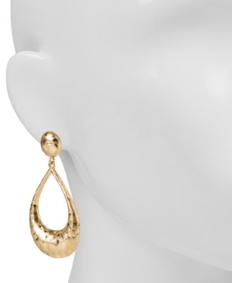 Hammered Finish Teardrop Door Knocker Drop Earrings