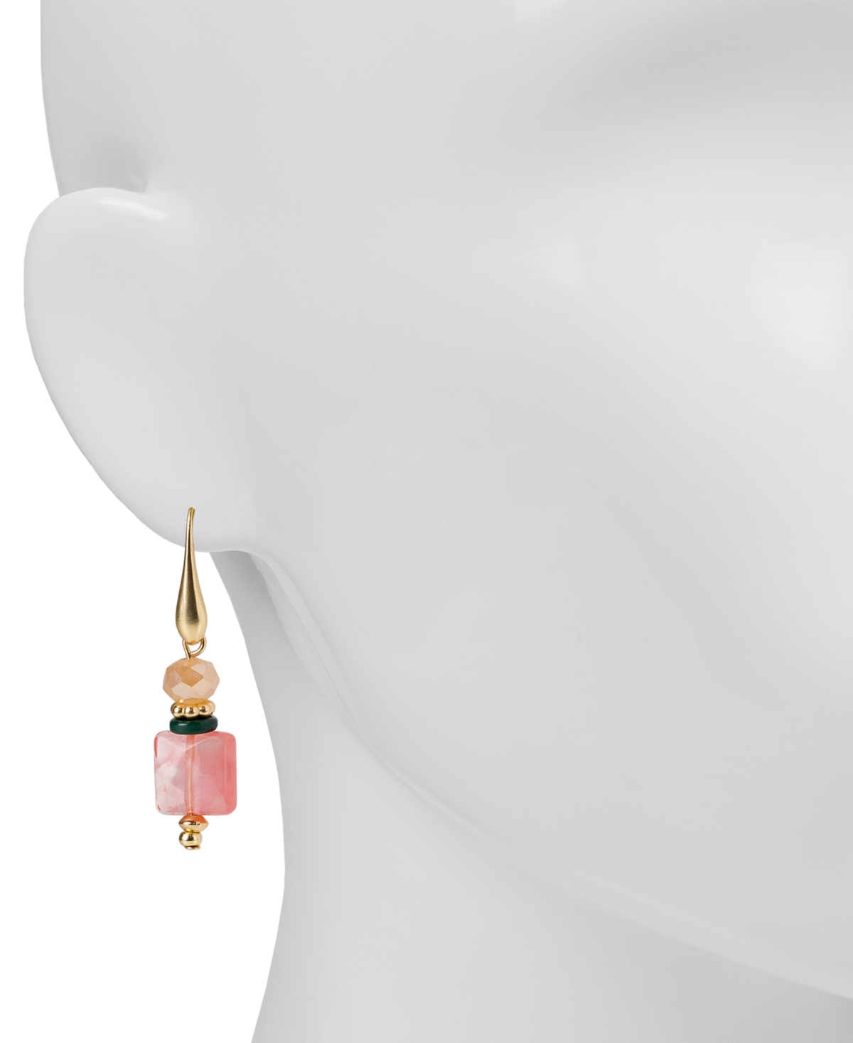 Patricia Nash Gold-tone Square & Round Double Bead Drop Earrings