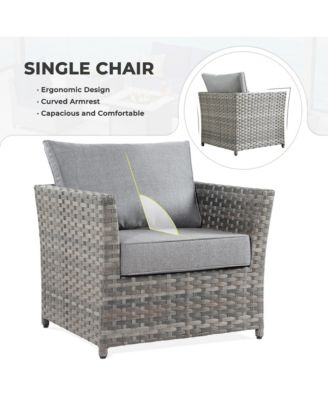 12 Pieces Outdoor Furniture Patio Sectional Sofa,No Assembly Required PE Wicker Conversation Sets with Armchairs,Ottomans and Coffee Table