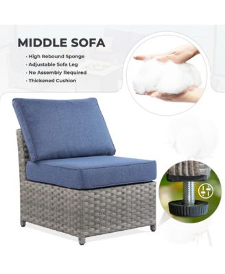 12 Pieces Outdoor Furniture Patio Sectional Sofa,No Assembly Required PE Wicker Conversation Sets with Armchairs,Ottomans and Coffee Table