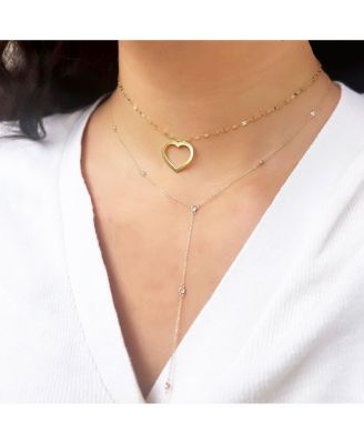 Shimmer Open Heart Necklace 14K Gold
