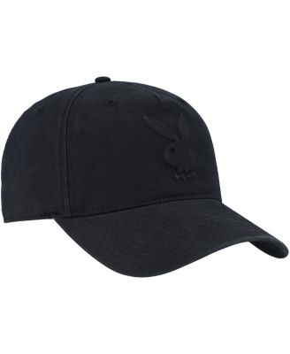 Men's and Women's Black Playboy Embossed Logo Adjustable Hat