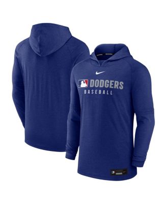 Nike - Men's Heather Royal Los Angeles Dodgers Authentic Collection Tri-Blend Performance Pullover Hoodie