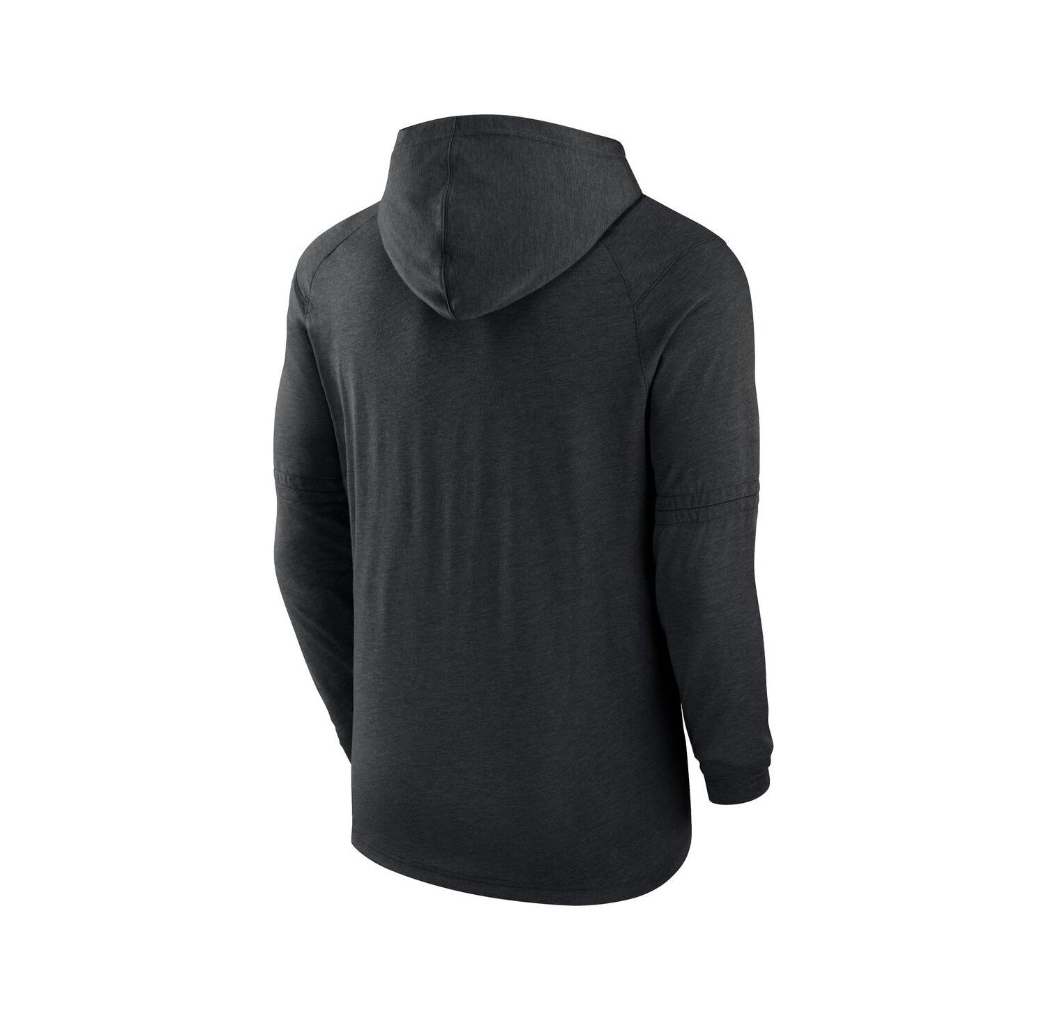 Men's Heather Black Baltimore Orioles Authentic Collection Tri-Blend Performance Pullover Hoodie