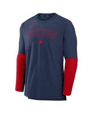 Men's Navy/Red Boston Red Sox Authentic Collection Lightweight Player Tri-Blend Performance Pullover Sweatshirt