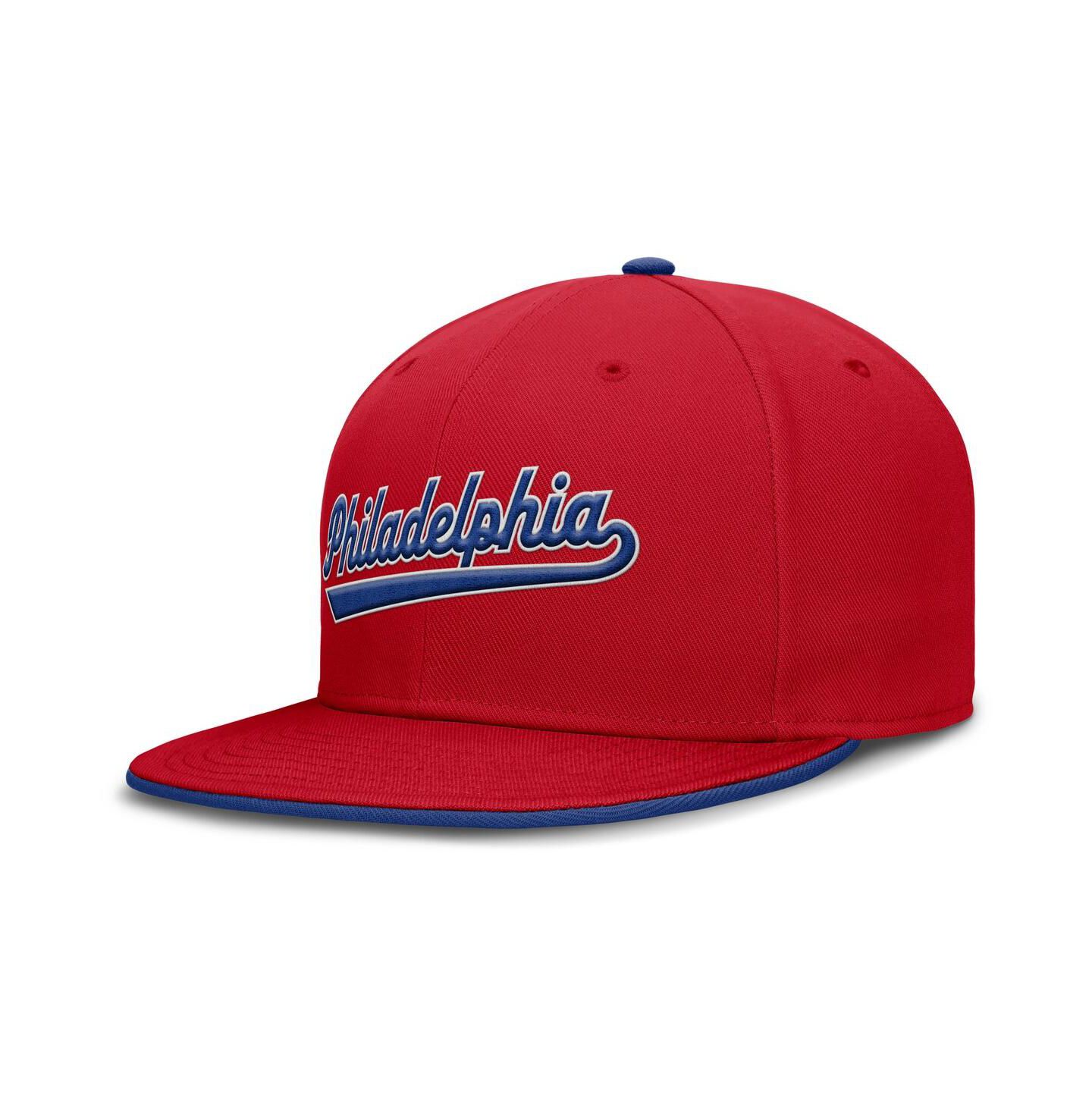 Мужская кепка Nike Red Philadelphia Phillies True Performance Fitted Hat — фото 2