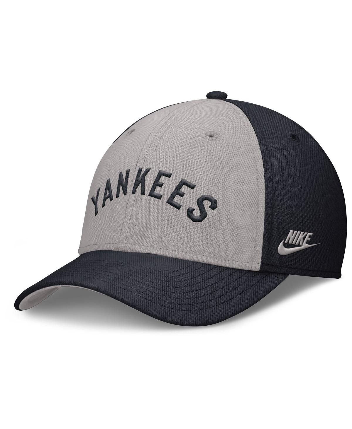 Nike Men's Navy/gray New York Yankees Rise Swoosh Performance Flex Hat In Navy,gray