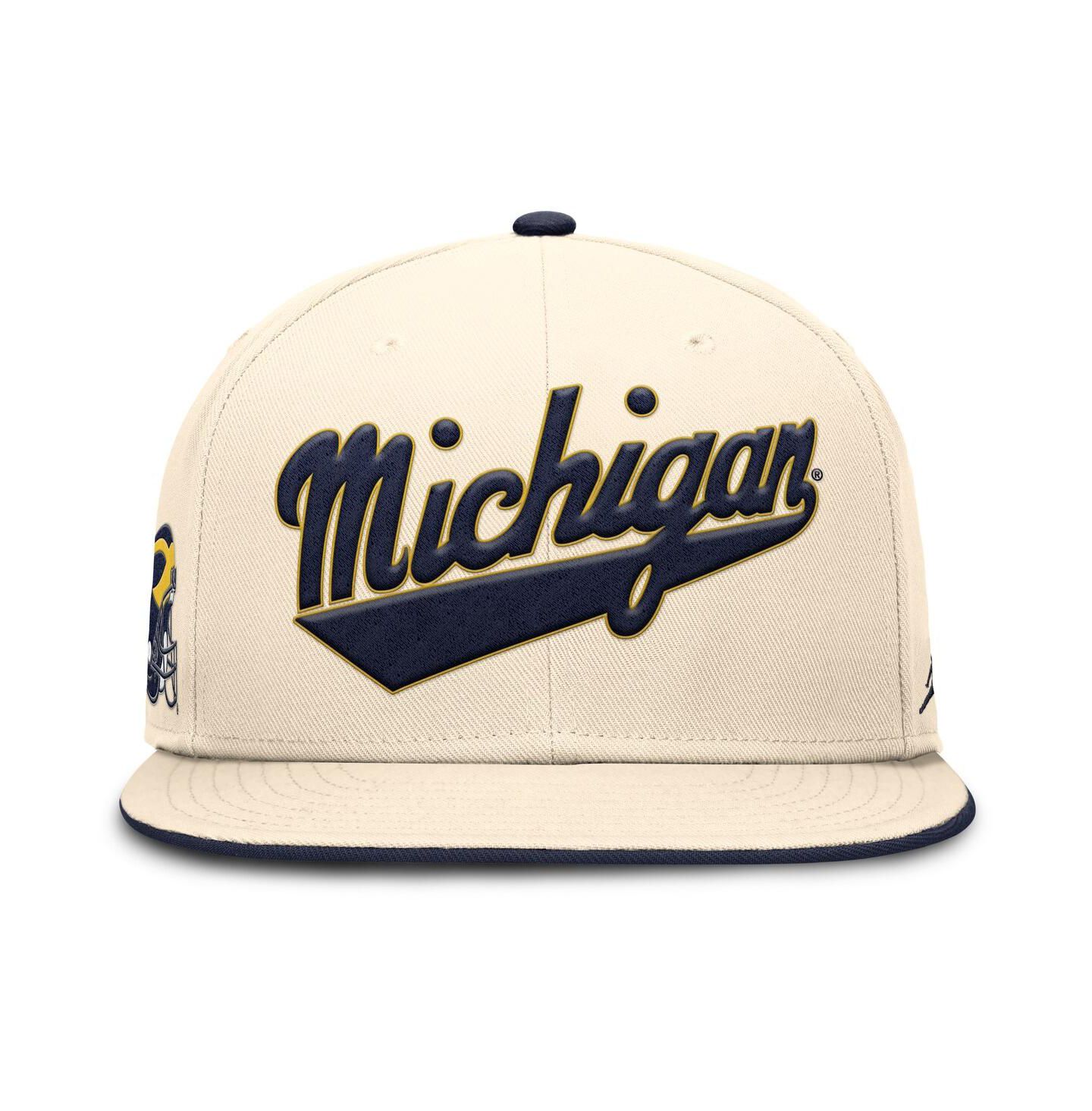 Мужская кепка Jordan Natural Michigan Wolverines Primetime True Performance Fitted Hat — фото 4