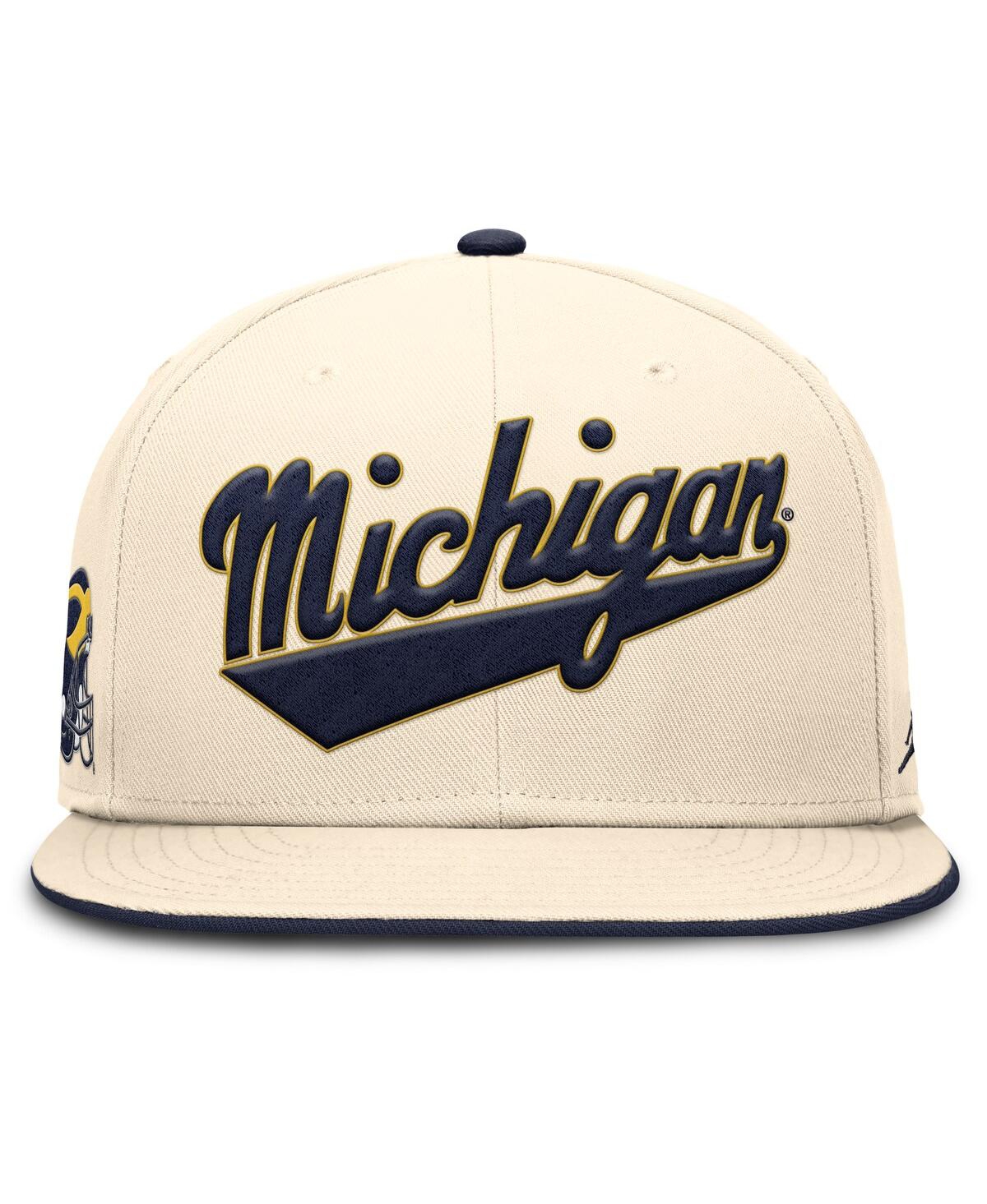 JORDAN MEN'S NATURAL MICHIGAN WOLVERINES PRIMETIME TRUE PERFORMANCE FITTED HAT 
