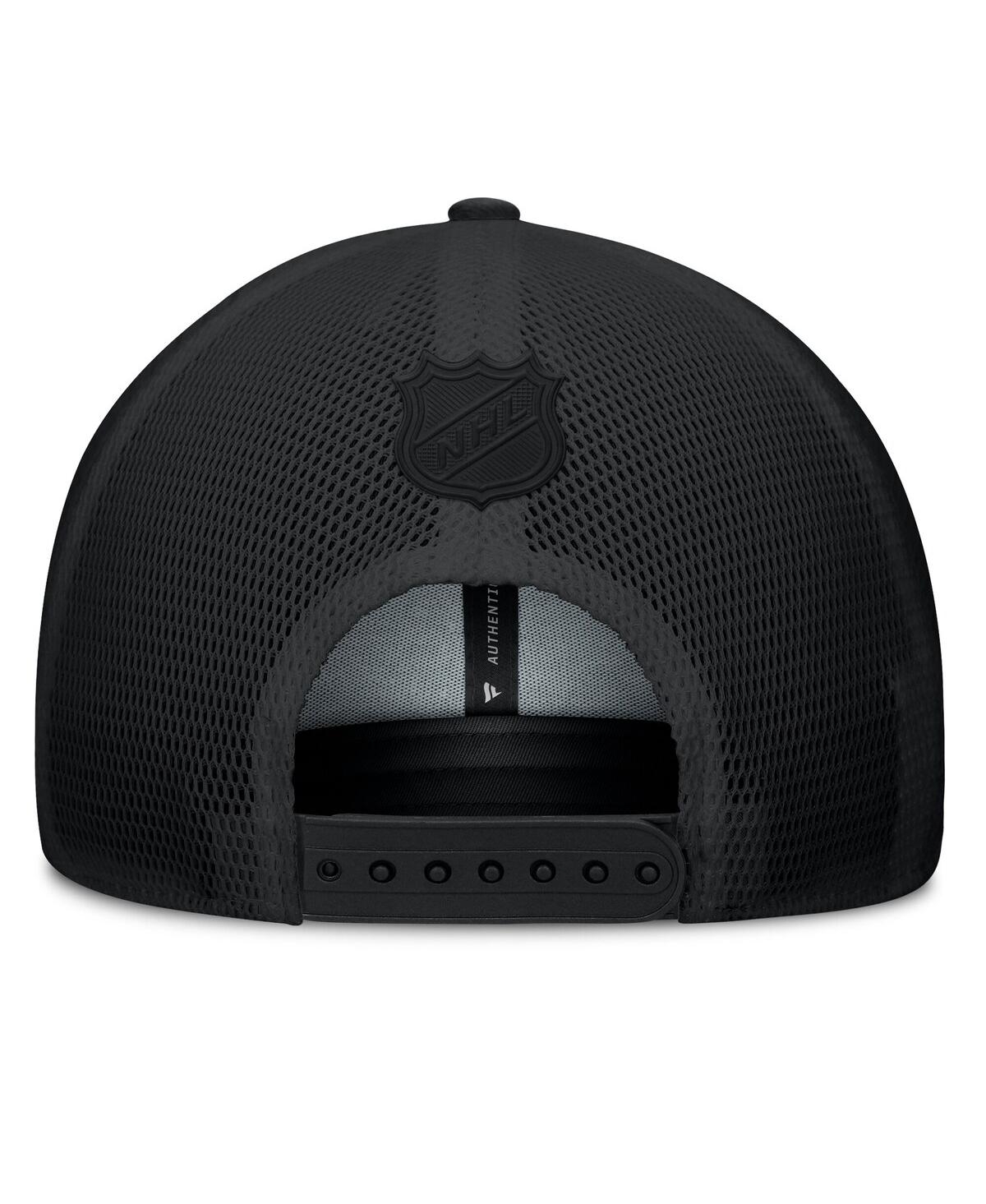 Fanatics Men's Black Pittsburgh Penguins Authentic Pro Road Stack Text A-frame Adjustable Hat In Black