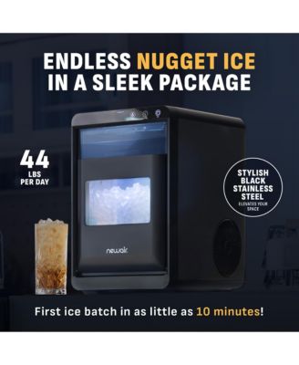 Nugget Ice Maker Countertop, 44 lbs in 24 hours Ice Machine Nugget, Self Cleaning Ice Maker in Black Stainless Steel, Perfect for Home Bar, Kitchen Countertop, RV, Home Office