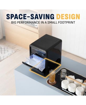 Nugget Ice Maker Countertop, 44 lbs in 24 hours Ice Machine Nugget, Self Cleaning Ice Maker in Black Stainless Steel, Perfect for Home Bar, Kitchen Countertop, RV, Home Office