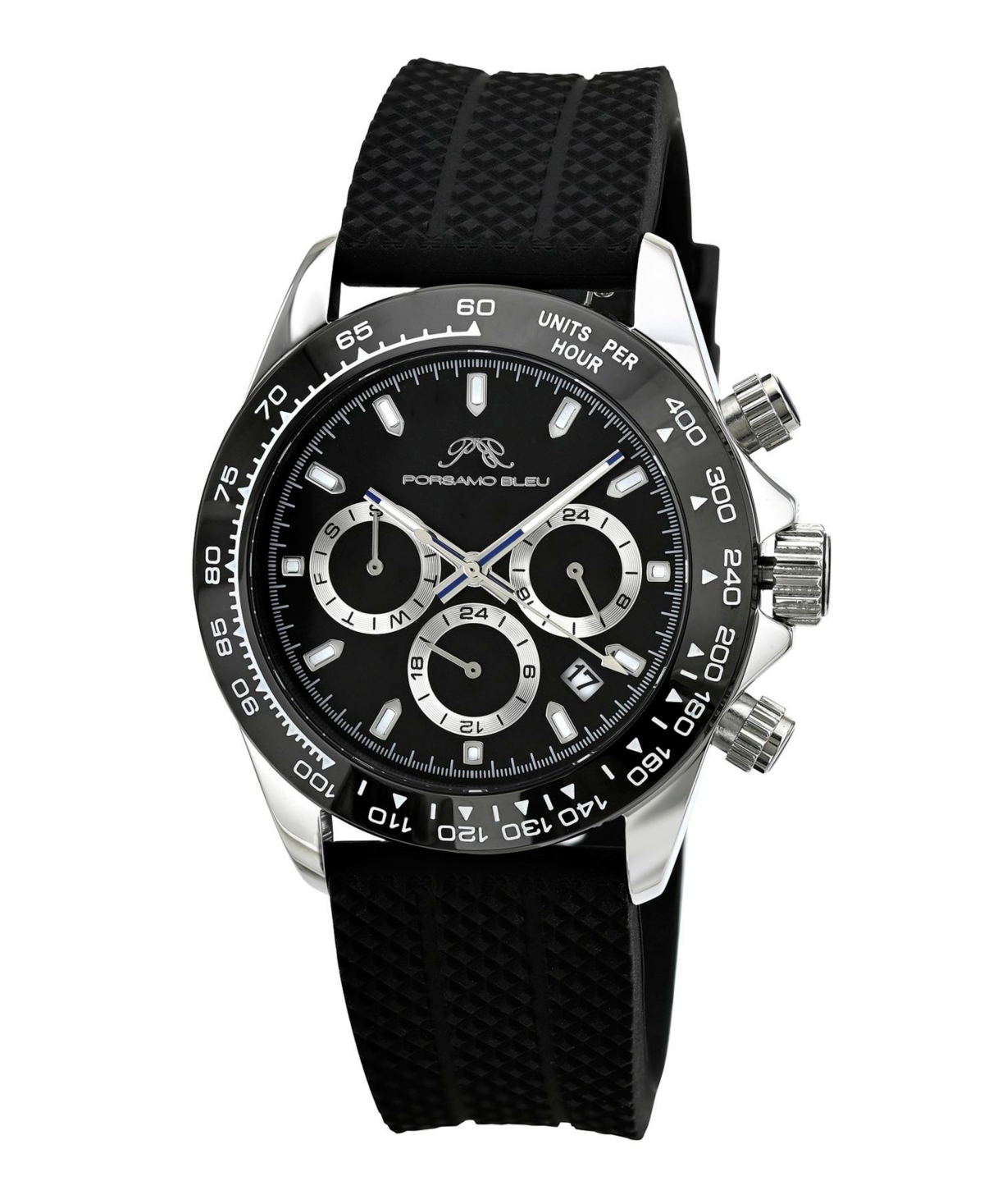 Preston Sport Silicone Silver Tone & Black Men's Watch 1037BPRR - Silver and black