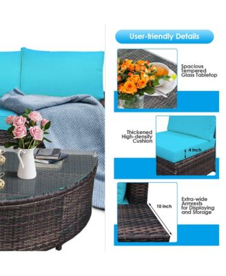 6PCS Rattan Furniture Sectional Sofa Set w/ Cushions