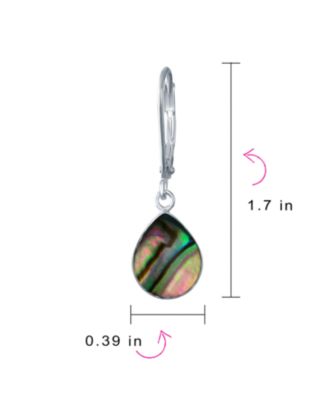 Geometric Iridescent Abalone Shell Teardrop Dangle Earrings Sterling Silver