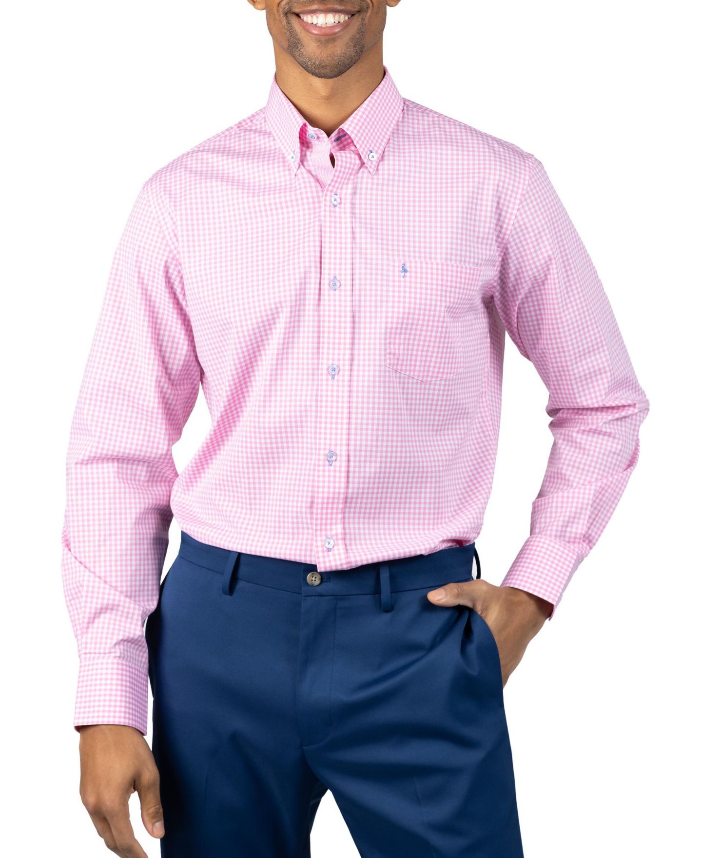 Мужская рубашка Tailorbyrd Signature Gingham Long Sleeve, цвет: Розовый — фото 4