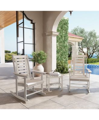 2 Outdoor Rocking Chairs, HDPE High Back Patio Rockers