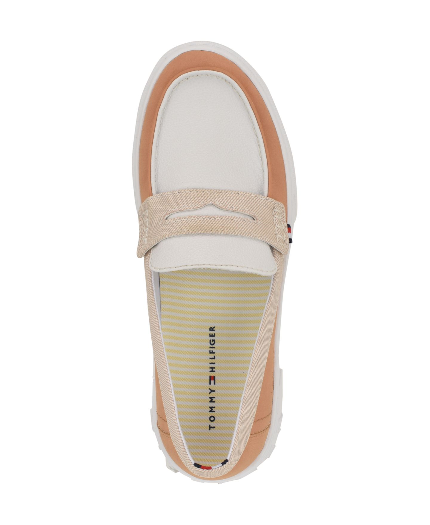 Женские туфли Tommy Hilfiger Walees Sporty Slip-On Penny, цвет: Коньячный / Белый — фото 4