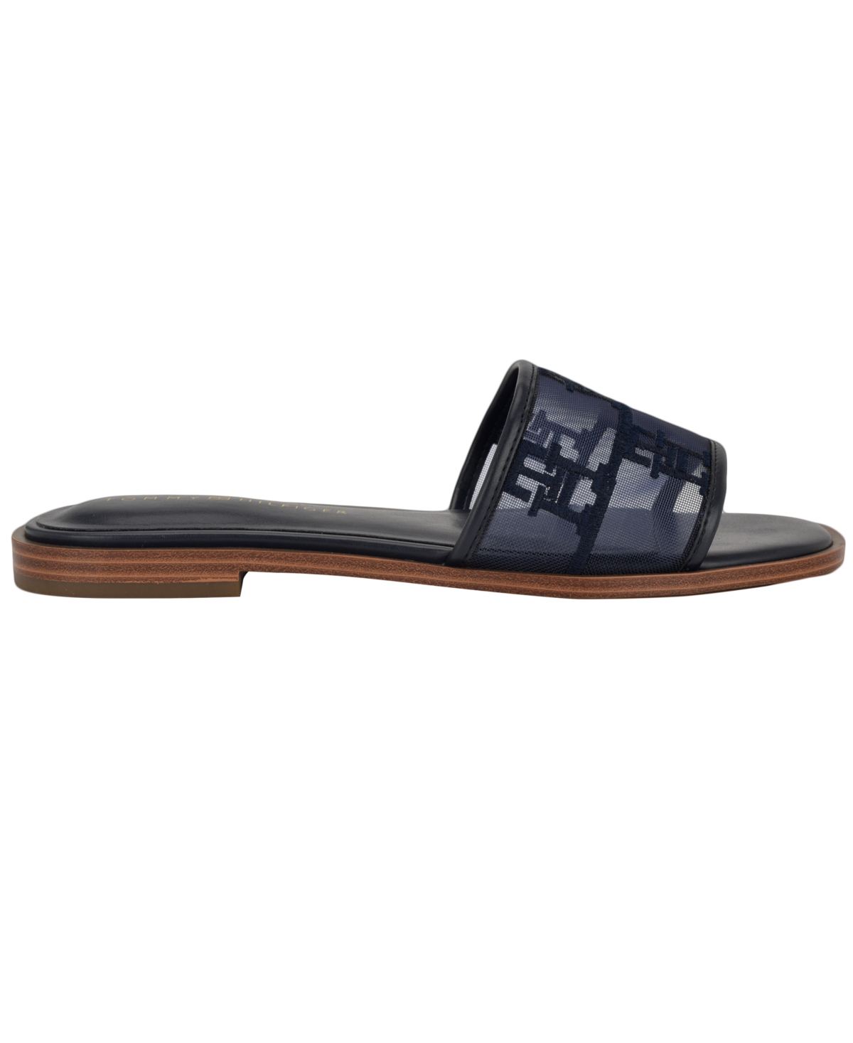 Tommy Hilfiger Women's Tesia Mesh Logo Flat Slide Sandals In Dark Blue