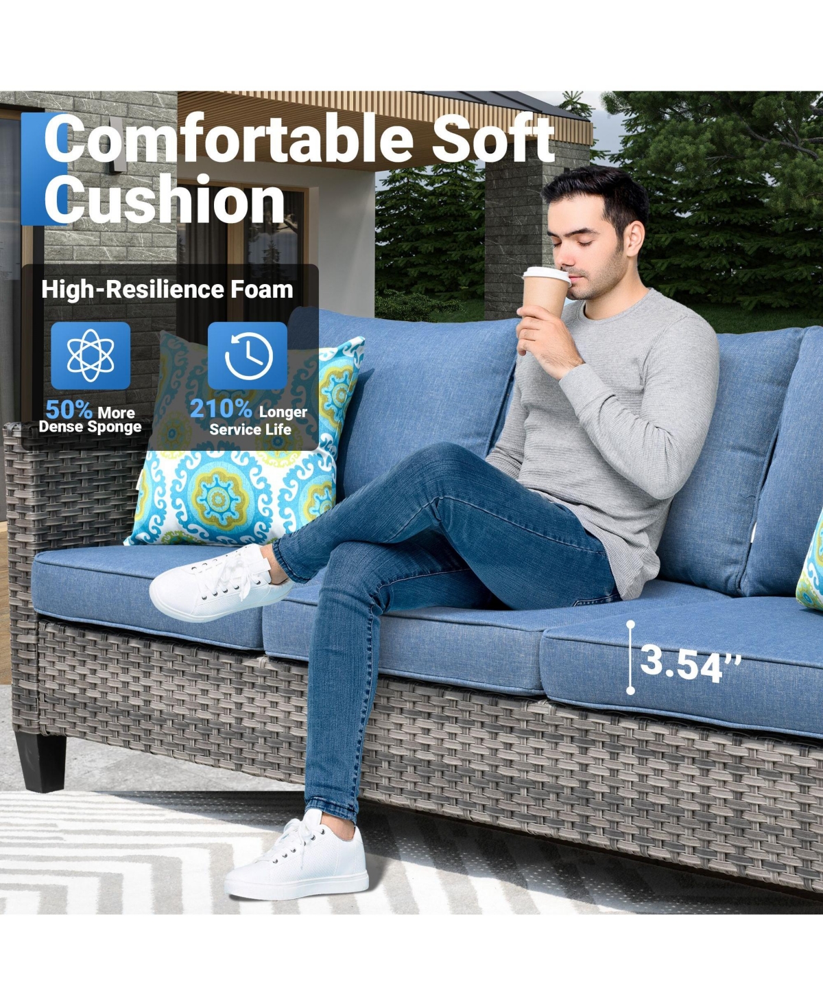 Xizzi 9 Piece Outdoor Patio Furniture with 3 Seat Sofa,All Weather Wicker Coversation Set Swivel Rocking Chair,Balcony Sofa Solar Nestin