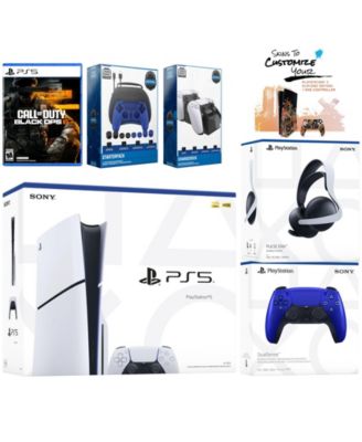 PlayStation 5 Slim Disc PS5 with Call of Duty: Black Ops 6, Extra Galactic Purple Controller, Pulse Elite Headset, Gamer Starter Pack, Dual Charg