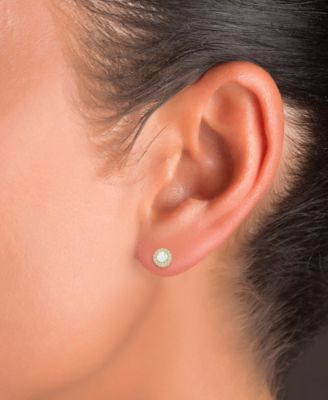 Cubic Zirconia Halo Screw Back Stud Earrings in 14k Gold-Plated Sterling Silver