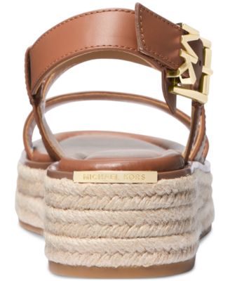 MICHAEL Lynn Leather Buckled Espadrille Sandals